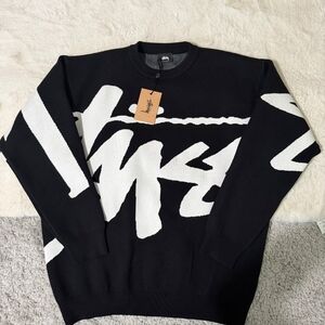 Stussy Black and White Graphic Sweater Stock